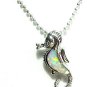 WHITE  OPAL  INLAY   STERLING   SILVER   GEMSTONE   PENDANT  NECKLACE,   18"
