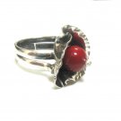 Retail $129.99   Fancy  Garnet  Plumeria   Gem Ring , Sterling  Silver  925