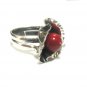Retail $129.99   Fancy  Garnet  Plumeria   Gem Ring , Sterling  Silver  925