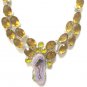 FAST SHIP - 925 SILVER PLATED CITRINE & DRUZY NECKLACE, 18"