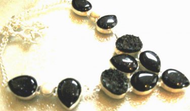 Sitara,  Druzy &  Pearl  -  .925 SILVER  FILLED NECKLACE,  18"