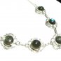 .925  STERLING  SILVER   PLATED  LABRADORITE  GEMSTONE  NECKLACE,  LENGTH  - 20"