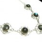 .925  STERLING  SILVER   PLATED  LABRADORITE  GEMSTONE  NECKLACE,  LENGTH  - 20"