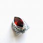 FREE & FAST SHIPPING - GARNET STERLING SILVER RING, SIZE 6 1/2