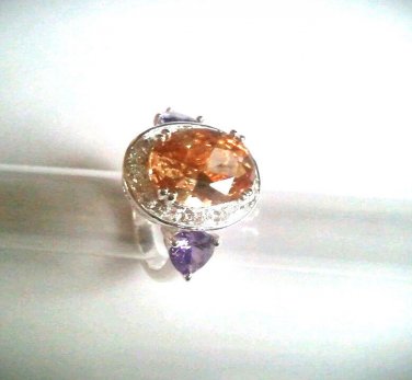 Morganite Sterling Silver Ring, Size 7