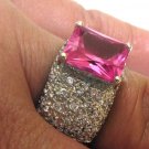 FREE & FAST SHIPPING   -  PINK CUBIC ZIRCONIA  925 STERLING  SILVER  RING,   SIZE  7