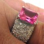 FREE & FAST SHIPPING   -  PINK CUBIC ZIRCONIA  925 STERLING  SILVER  RING,   SIZE  7