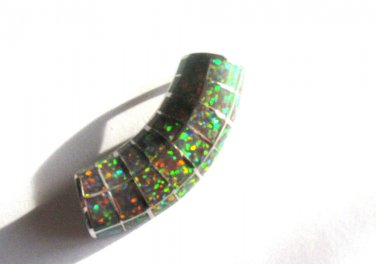 HUGE  -  Opal  Inlay Silver Plated Pendant ,     Size: 50 x 17 mm  (2" x  3/8" )