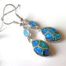 Fire Opal  Inlay  Silver Gemstone  Earrings