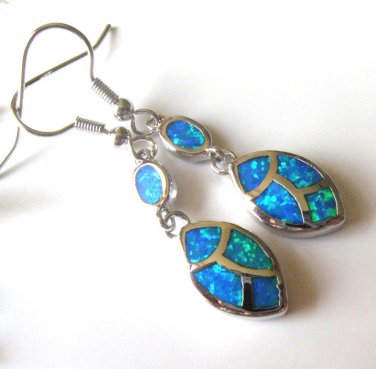 Fire Opal  Inlay  Silver Gemstone  Earrings