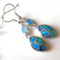 Fire Opal  Inlay  Silver Gemstone  Earrings