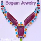 Charming Shiny Amethyst, Blue Topaz Quartz, Peridot & Citrin Quartz Necklace