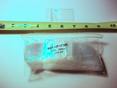 100(1.25x2) Small Plastic ZIPLOCK Bags Resealable Recloseable-2 MIL ziplock bag