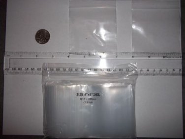 10 (3x3) Small Plastic ZIPLOCK Bags Resealable Recloseable Ziplock -2 MIL THICK