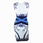 Blue and White Porcelain Print Bandage Dress