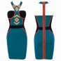 Women's Slimming Zipper Back Color Block Bandage Dress