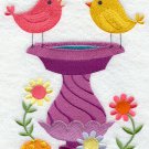 flour sack set of 2 birds singing in purple bath
