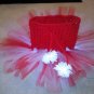 A cute white red crochet top with tutu dress 9-12month handmade holiday gift