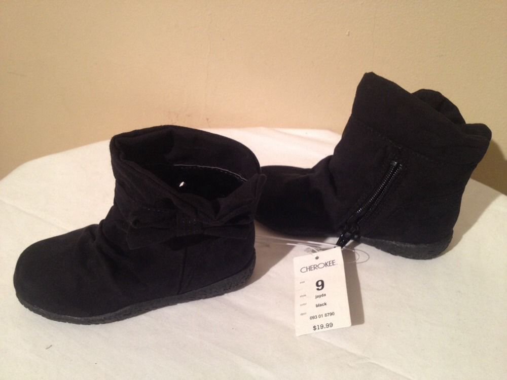NEW Stylish Toddler Girl's Cherokee Black Jayda Boots, Size 9