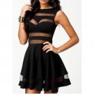 Chic Style Round Collar Stripe Ruffled Sleeveless Sexy Dress For Women