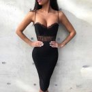 Bandage Dress Women Vestidos Bodycon Lace Hollow Out Spaghetti Strap Club Dress