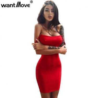 Mini dress women strapless sheath sexy club wear party elegant dress