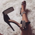 Crystal Heel Sandals Brand Design Sexy Bling Rhinestone High Heel Apricot Black