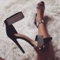 Crystal Heel Sandals Brand Design Sexy Bling Rhinestone High Heel Apricot Black