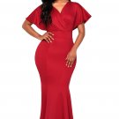 Red Off The Shoulder Mermaid Maxi Dress (IROCKBAGS.COM)