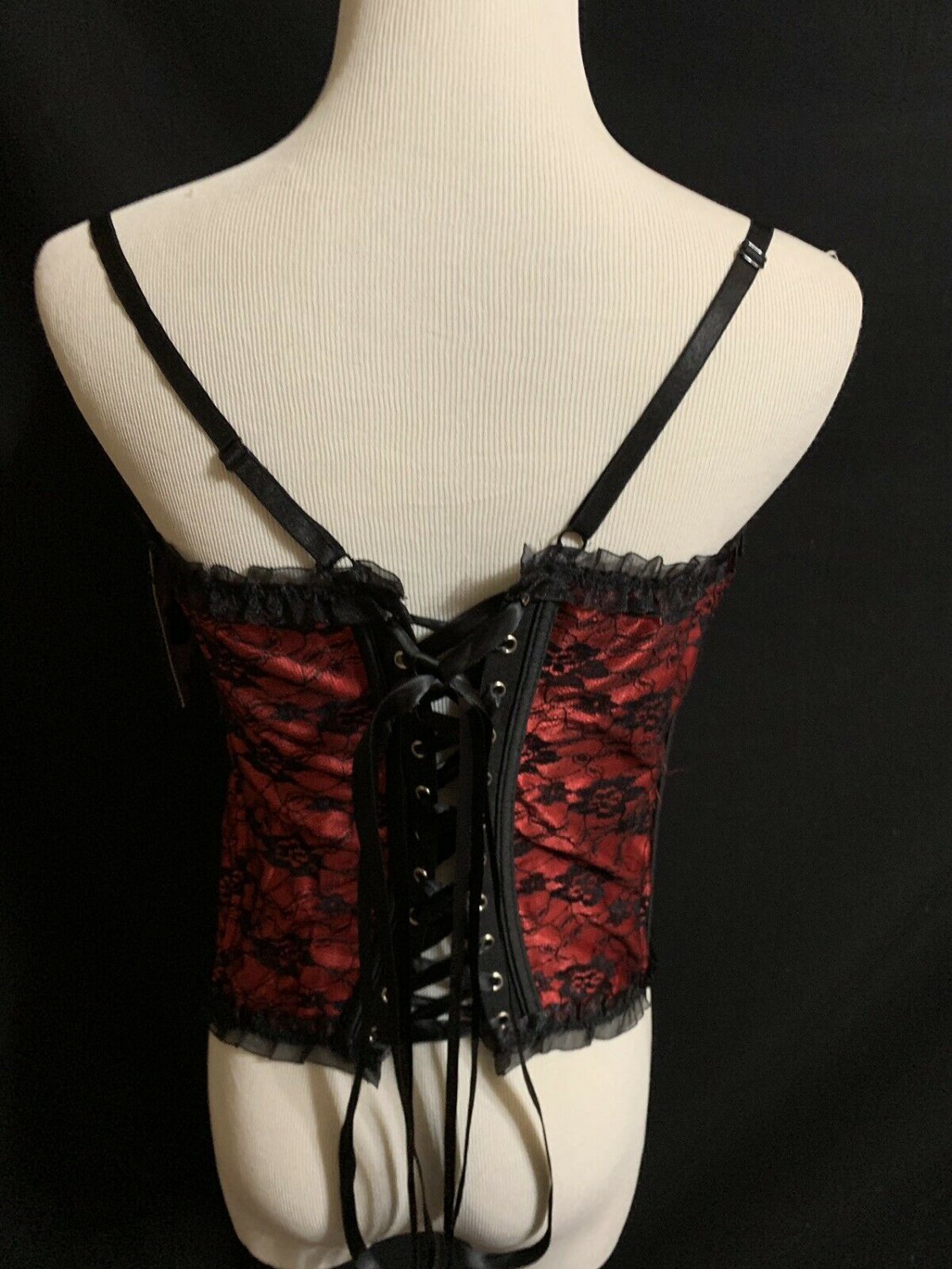 Coquette Bustier Corset Black And Red Nwt lace Large