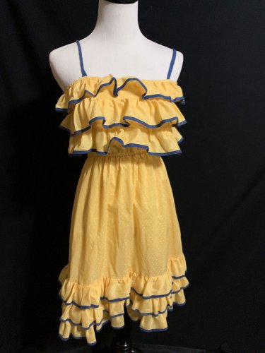 Vintage Ethnic Pigaro San Juan Dress Yellow Ruffles Girls dress Size 10