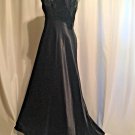 Vintage Intime black satin silky sheer lace top flowing nightgown