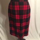 Vintage Pendleton Wool Plaid Skirt Red Black Size 14