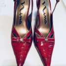 Vintage stiletto Nina pointy toe alligator look high heel shoes red size 6 New