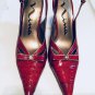 Vintage stiletto Nina pointy toe alligator look high heel shoes red size 6 New