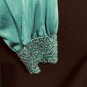 Vintage Shadowline Emerald Green Long Robe Nylon Button Up Long Sleeves Large