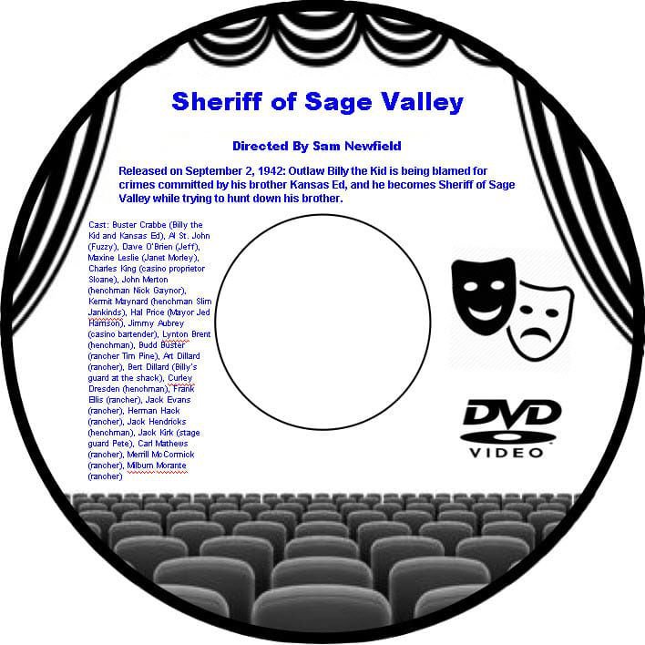 Sheriff of Sage Valley 1942 DVD Film Action Buster Crabbe Al St. John ...