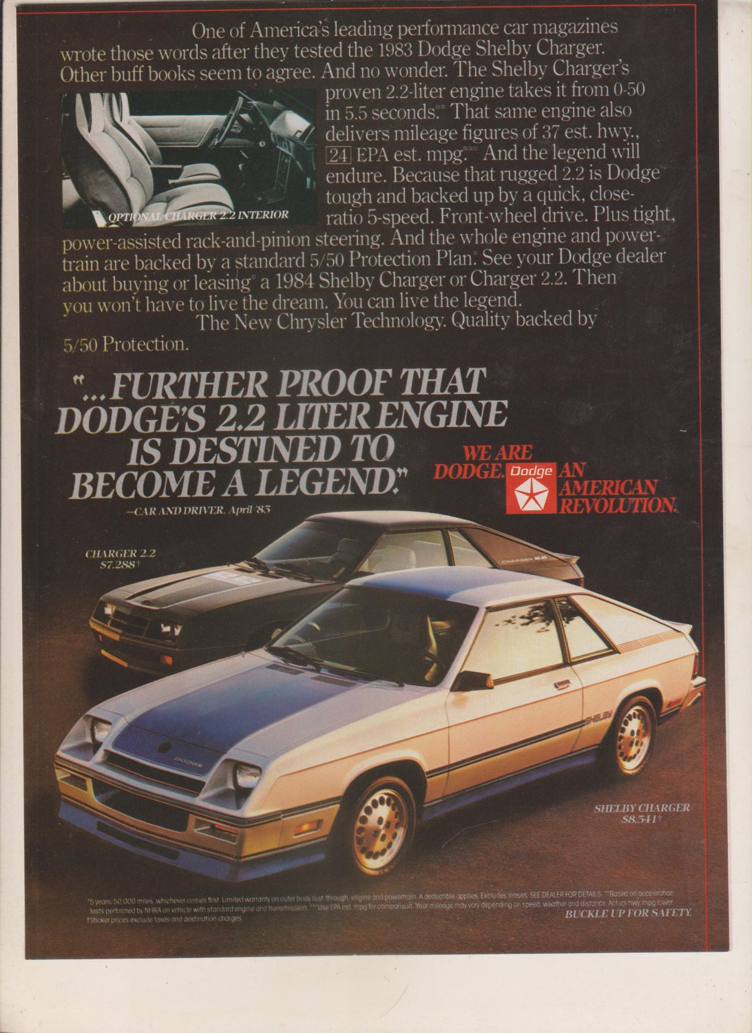 1984 Dodge Shelby Charger - Live The Legend - Car Ad