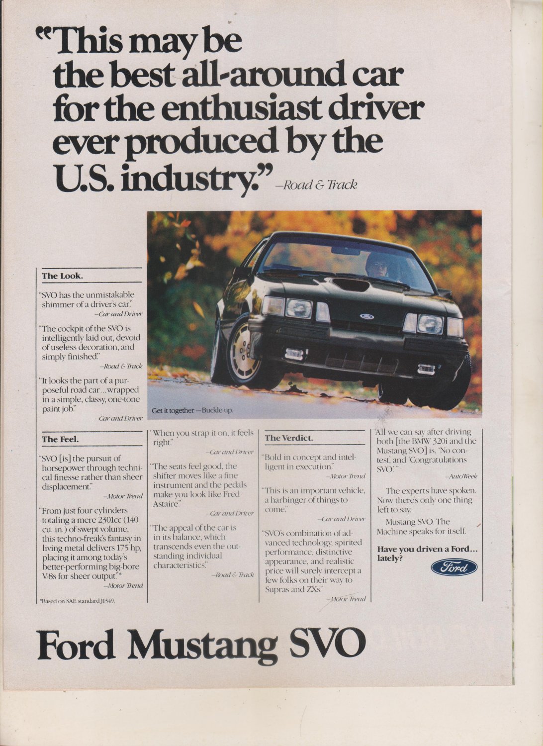 Vintage Print Ad 1983 Ford Mustang SVO