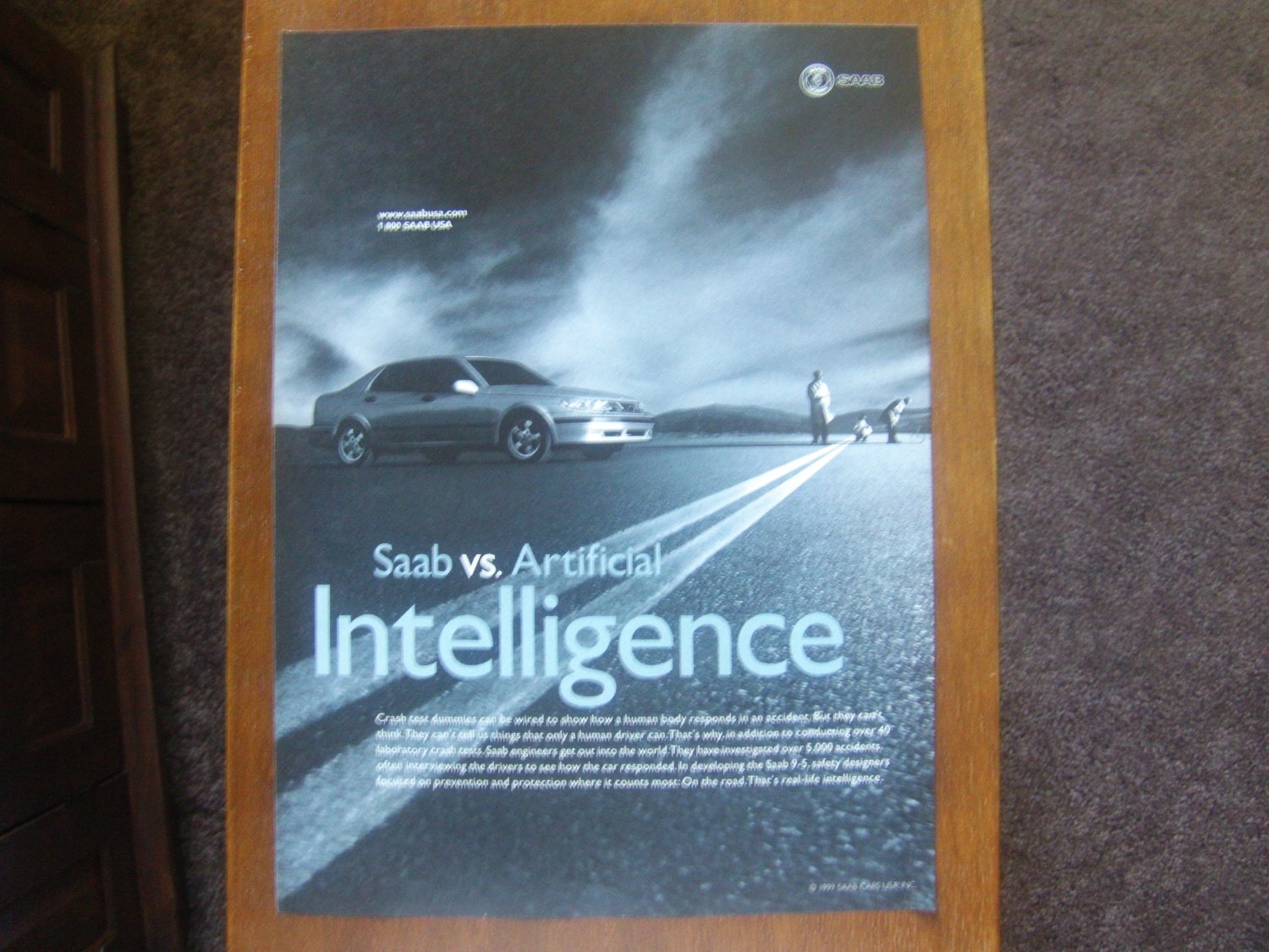 saab vs. artificial intelligence vintage magazine ad