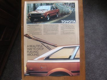 Toyota corolla liftback Vintage magazine advertisment Hatchback sr-5 deluxe