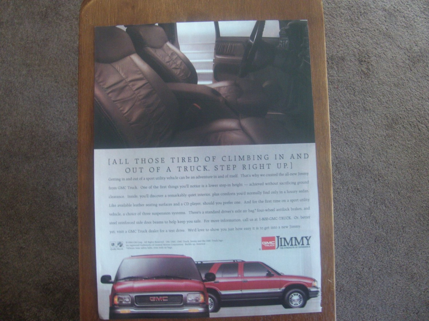 1995 GMC S-15 Jimmy Truck - red - Classic Vintage Advertisement Ad