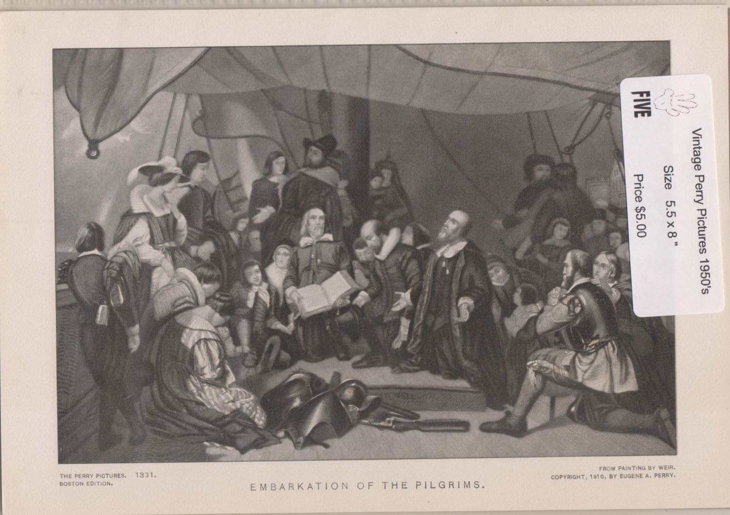 Embarkation of the Pilgrims -Vintage Perry Pictures