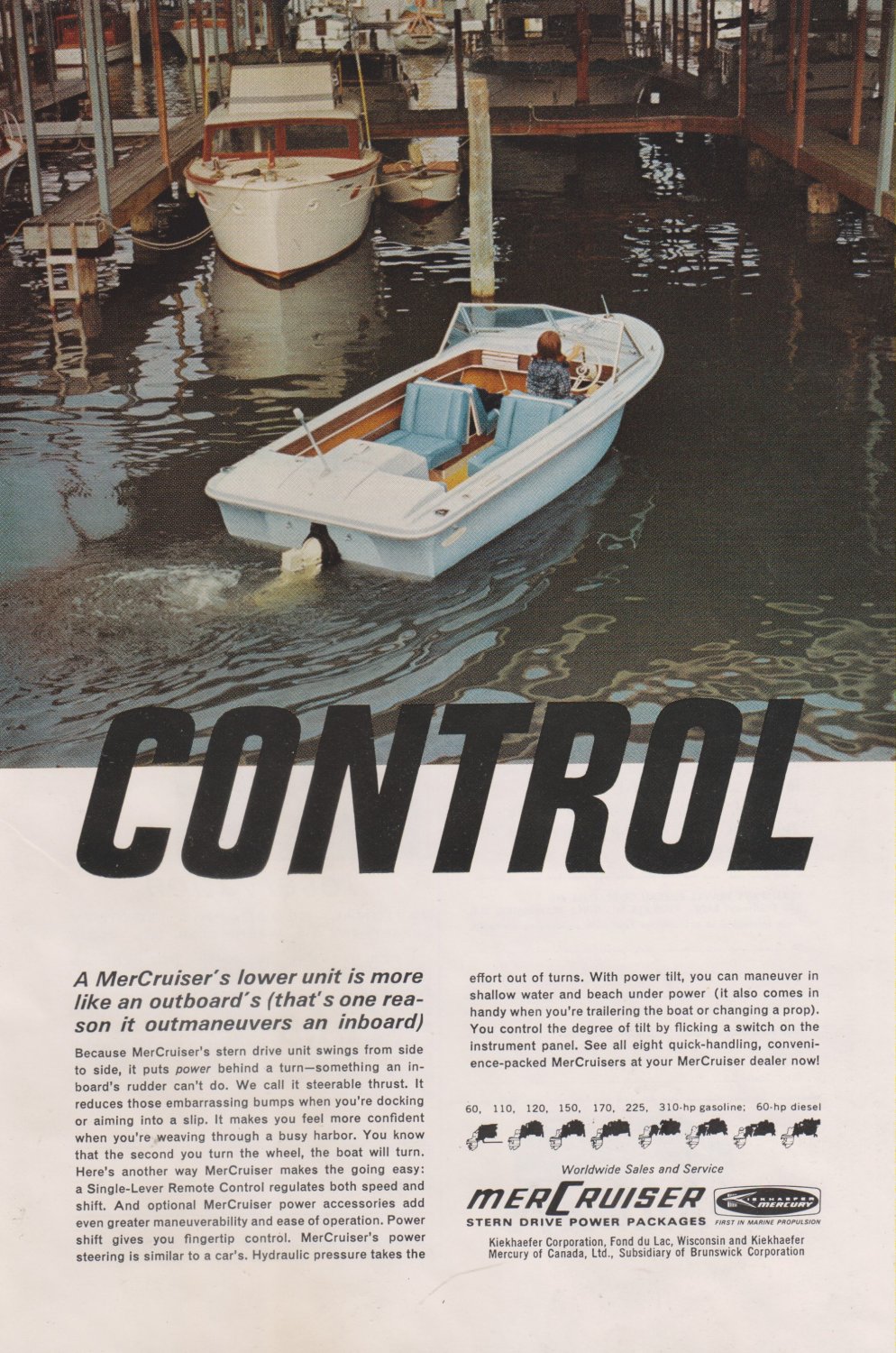Vintage ad Mercruiser Outboard Motors Kiekaefer Mercury