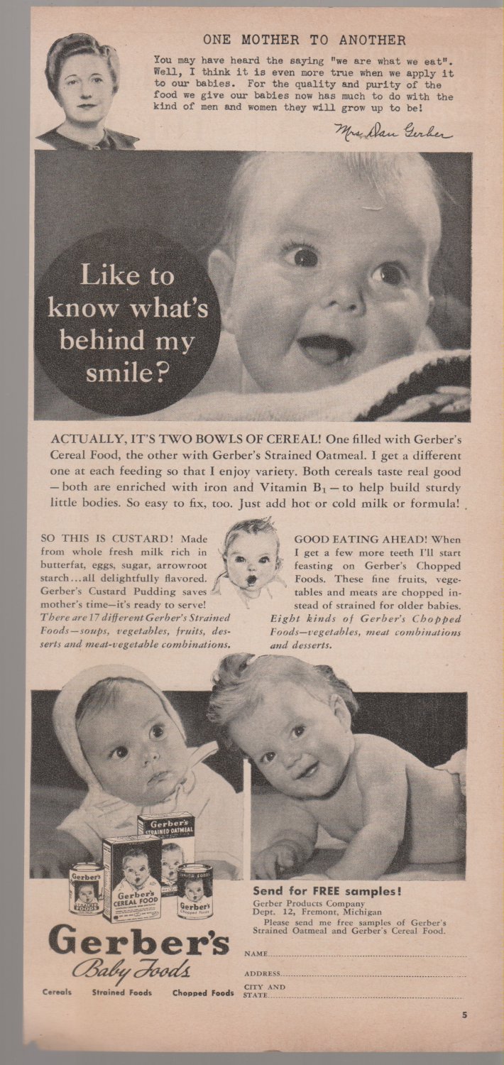 Vintage Gerber Baby Foods Magazine Ad