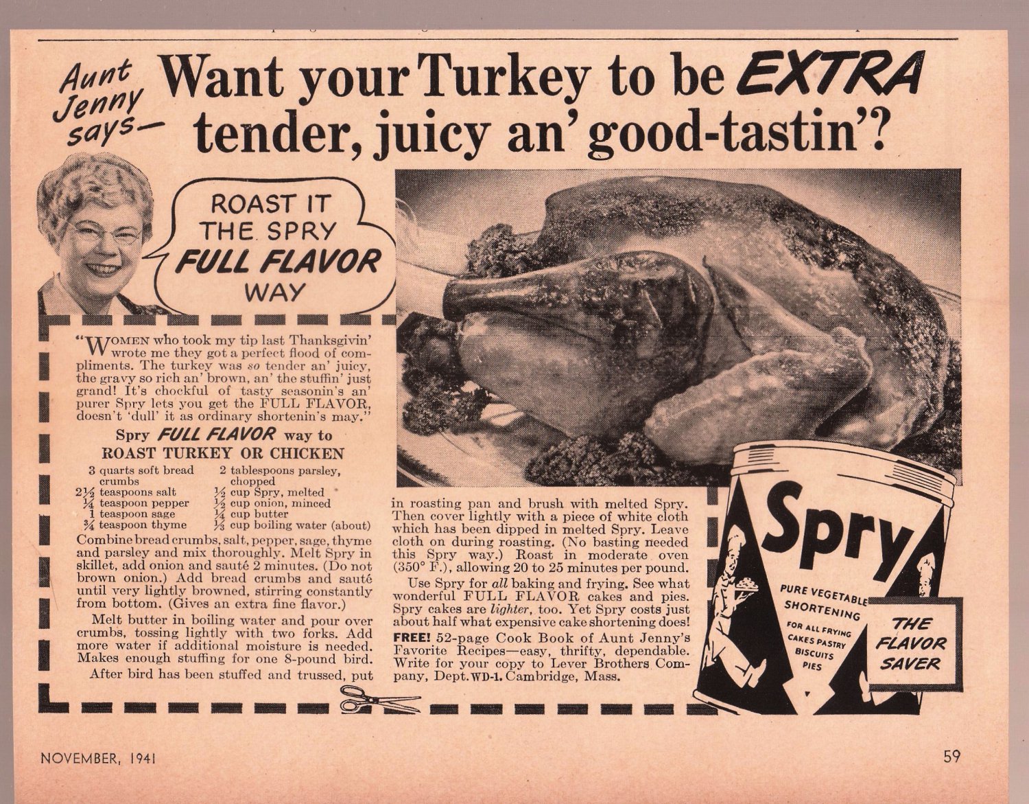 Vintage Spry Shortening Magazine Ad Print