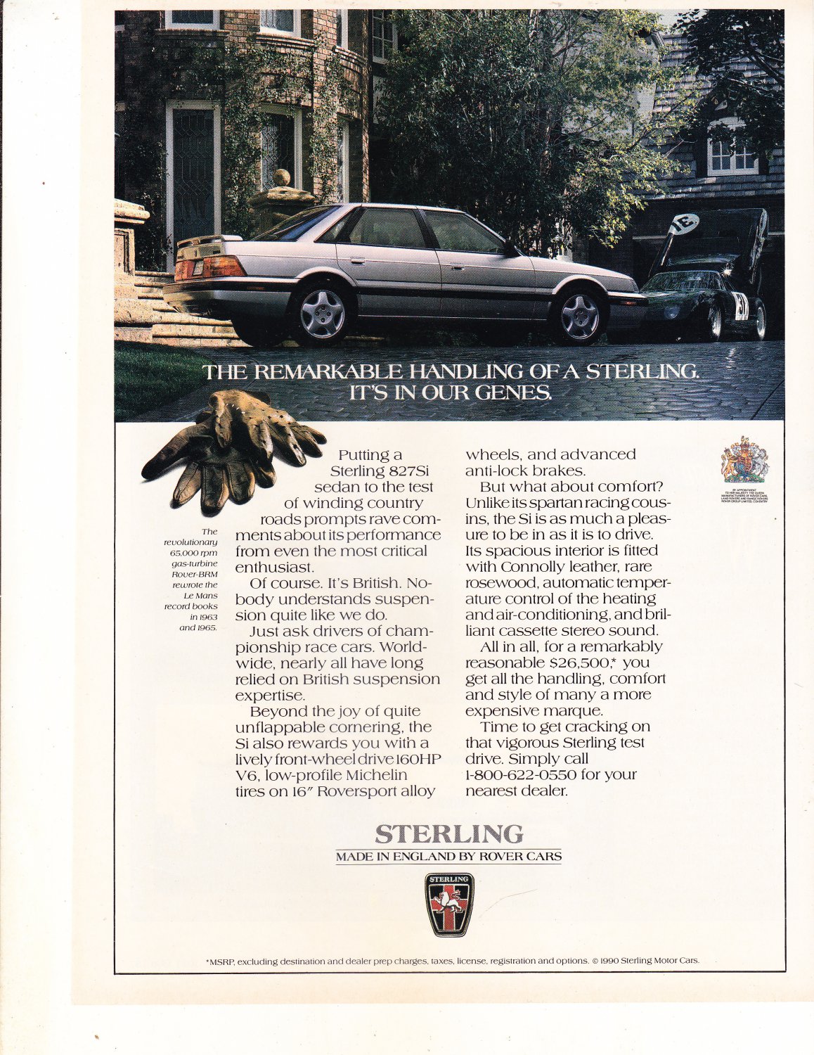 1990 Sterling 827Si Sedan Original Magazine Advertisement