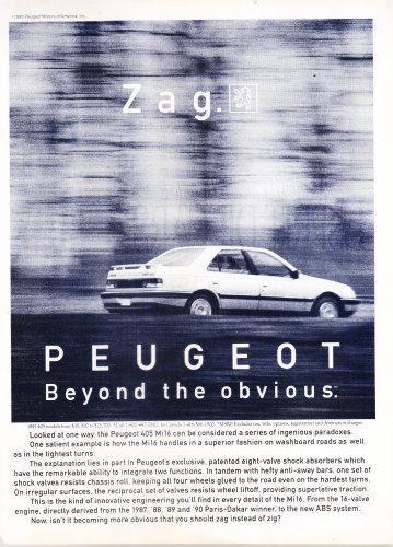 1991 Peugeot  405 Vintage Magazine Advertisement