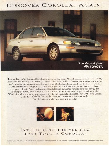 Toyota Corolla Vintage Magazine Advertisement