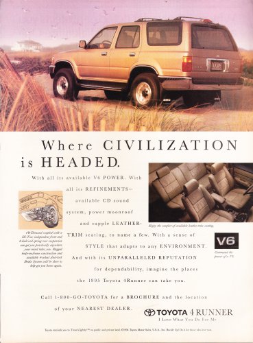 Toyota 4 Runner Advertisement Vintage Magazine AD